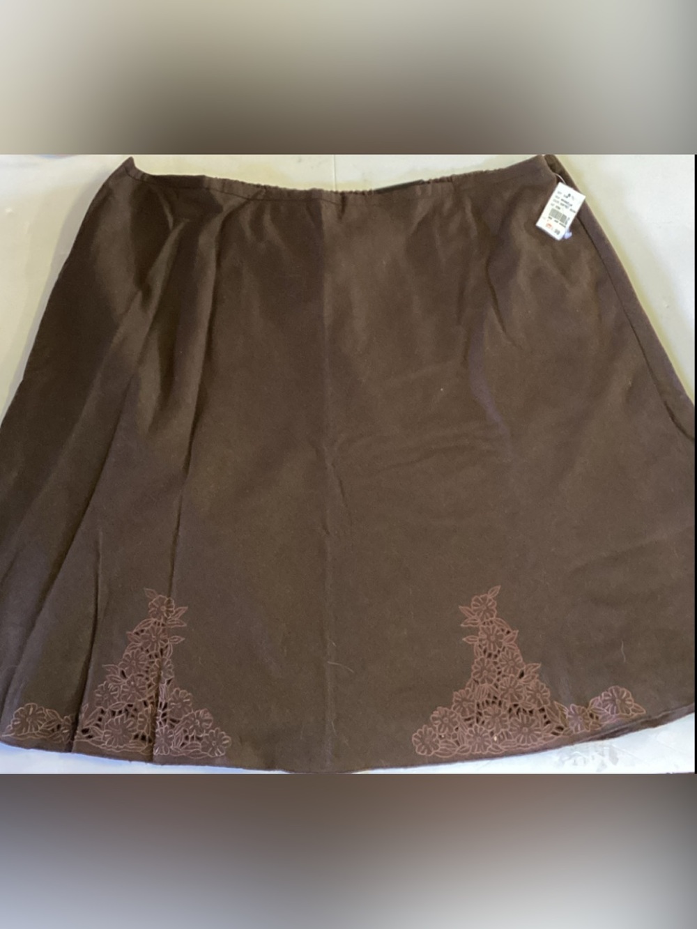Pacific Apparel Brown Mini Skirt With Flower Details